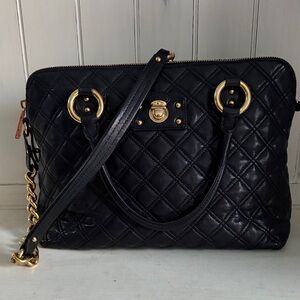 Marc Jacobs Black Quilted Bag with Gold Accents